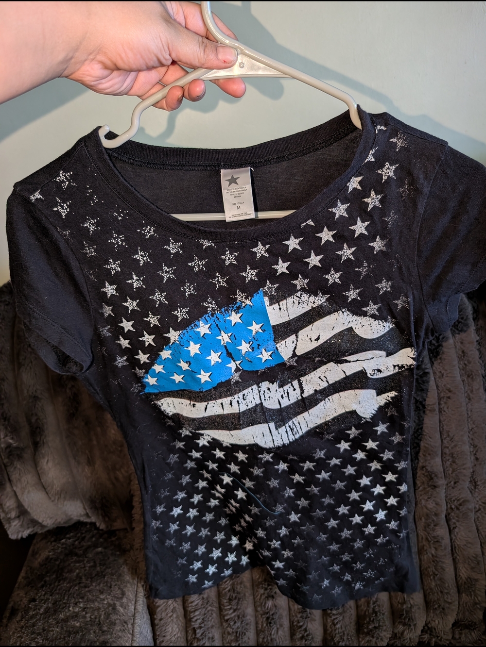 Big Star Black Short-Sleeve Tee with White Stars and Blue Accent
